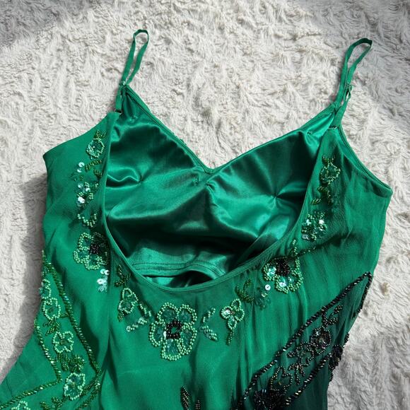 Sue Wong Wicked Elphaba wedding dress formal gown beaded witch silk green maxi 6 - Picture 6 of 17